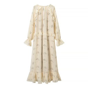 Abito Midi da Donna Personalizzato 2026 con Volant a Strati e Fiocco, Maniche Lunghe, Orlo a Balze Stile Vintage, OEM/ODM da Fabbrica di <span class=keywords><strong>Abbigliamento</strong></span> Cinese - Product Image 2