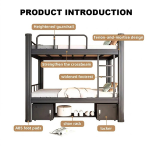 Lits superposés en métal pour adultes, lits en acier robustes, pour dortoir, chambre à coucher, appartement, avec barrière de sécurité, OEM personnalisé - Product Image 2
