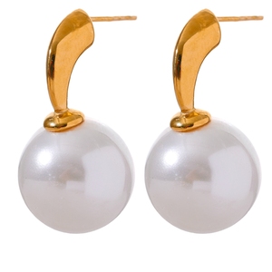 Pendientes de Aro con Perlas Naturales de Agua Dulce, Resistentes al Óxido, Chapados en Oro de 18K, Acero Inoxidable de Grado Médico 316L, Pendientes de Titanio a la Moda - Product Image 1