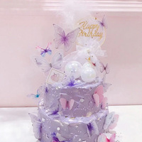 Lot de 5 pièces papillon 3D en forme de queue d'hirondelle, décoration de gâteau de noël, de mariage, d'anniversaire, bord doré