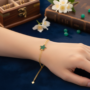 กำไลข้อมือเงินแท้ 925 ประดับมรกต ดีไซน์รูปดาว งานแฮนด์เมดสไตล์ตุรกี ขายส่ง - Product Image 3