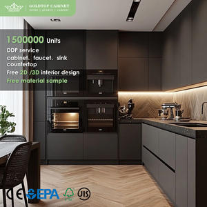 Gabinetes de Cocina Modulares Ecológicos Goldtop con Grifo, Madera de Lujo, Modernos, Negros, Personalizados, Completos - Product Image 1