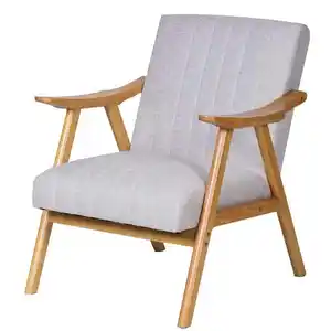 WUYE Fourniture d'usine Pas cher Nordique lin accent canapé chaise salon salon bois massif velours chaise gris clair