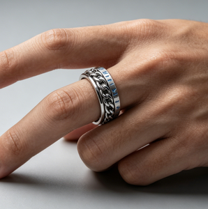 Bague rotative Viking en acier inoxydable lumineuse style nordique pour hommes, anti-stress - Product Image 4
