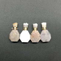 Bouteille d'huile essentielle en cristal, 1 pièce, Agate cristal de haute qualité, géode, bouteille de parfum, pendentif pour collier