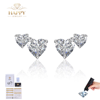 Anting-anting stud wanita 3.0 CTW Fine Jewelry berlapis emas perak sterling bersertifikat GRA, bentuk bunga, potongan hati, moissanite