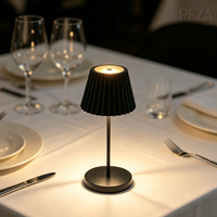 Lampe de table LED sans fil, abat-jour plissé en métal, commande tactile, lampe de bureau portable, veilleuse d'ambiance pour hôtel, complexe hôtelier, restaurant