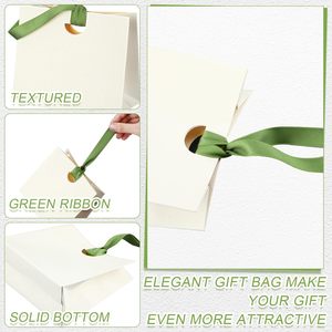 White Wedding Mini Gift <strong>Bags</strong> with Ribbon Handle Thick Texture Paper Bridal Shower Wedding Welcome <strong>Bag</strong> for Valentine's Day - Product Image 2