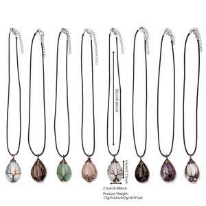 Vintage 25*45mm Teardrop <strong>Pendant</strong> on <strong>Black</strong> Leather <strong>Rope</strong> Wire Wrapped with Healing Crystal Quartz Waterdrop Gemstone Necklace - Product Image 6