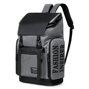 <b>Large</b> Capacity <b>Backpack</b> For Youth Gray And Black Splicing Design 16 Inch Laptop Compartment Everyday Use - Product Image 3