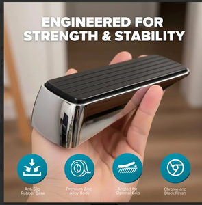 Fermaporta Triangolare Robusto Antiscivolo in Lega di Zinco e Gomma per Legno, Piastrelle e Moquette - Product Image 6