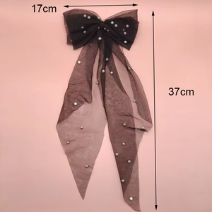 MIO ตาข่ายไข่มุกกิ๊บติดผมโบว์พร้อมลูกปัดเลียนแบบ<span class=keywords><strong>หวาน</strong></span>พรรคอุปกรณ์เสริมผมงานแต่งงาน bowtie กิ๊บติดผมสําหรับสาวๆ - Product Image 6