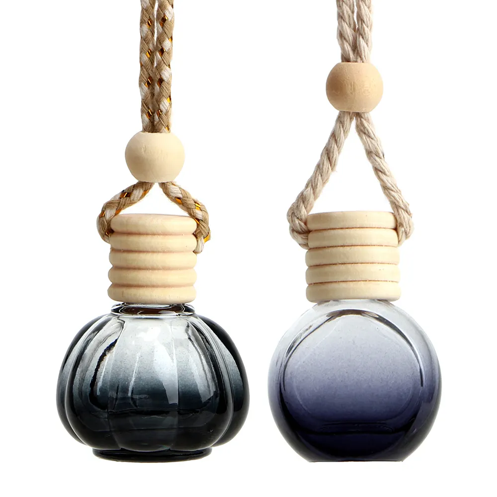 Car Hanging Black Perfume Empty Glass Bottle for Essential Oils Diffuser Air Freshener