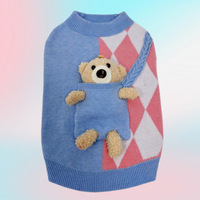 Pull en tricot pour chien et chat Bear Argyle, vêtements pour animaux de compagnie