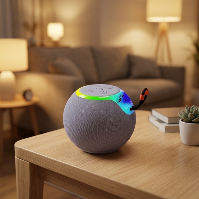 Factory Wholesale  Ball BT Speaker RGB Atmosphere Light Carry Handle Multi Function Control Portable for Household Use