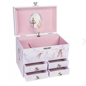 Caja Musical de Madera Rosa de Lujo con Diseño de Bailarina, Organizador de Joyas de Lujo para Niñas - Product Image 3
