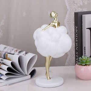 Redeco beyaz bulut elbise ile zarif soyut altın insan heykelcik reçine balerin hediyeler için kadın figürlü heykel ev dekorasyon - Product Image 5