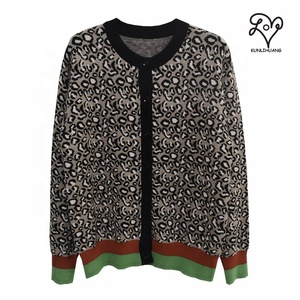 Mode Léopard <span class=keywords><strong>Camel</strong></span> Tricots à Simple Boutonnage Cachemire Pulls Lâche Cardigan Pour Les Femmes - Product Image 1