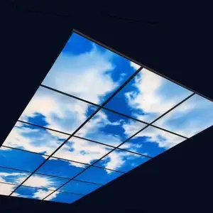 خلفيات جدارية للسقف مخصصة ستائر سقف زرقاء اللون ستائر خلفية جدارية صناعية ألواح سقفية بإضاءة ليد