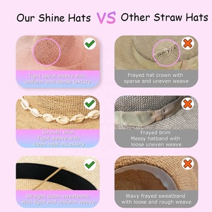 หมวกสานทรงบักเก็ตสำหรับผู้หญิง รุ่นปี 2026 OEM Shinehats ดีไซน์หรูหรา ลายพิมพ์ตามสั่ง โลโก้แบบกำหนดเอง สีทูโทน ดำขาว สำหรับฤดูร้อน ชายหาด ป้องกันแสงแดด - Product Image 2