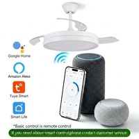 Ventilateur de plafond rétractable silencieux BreezeLux de haute qualité avec moteur DC LED, 48 pouces, 6 vitesses, télécommande et haut-parleur Bluetooth pour chambre/salon