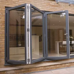 Pintu lipat dua aluminium, desain modern, pintu geser dan pintu kaca ganda, pintu lipat eksterior