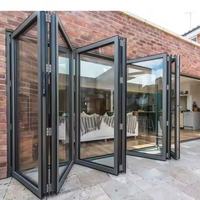 Porte pliante en alliage d'aluminium, résistante aux tremblements de terre, verre trempé, antivol, cadre flexible, moderne, garantie 3 ans, immeuble de bureaux