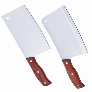 A set of two-in-one <b>knives</b>: a cleaver with a wooden <b>handle</b>, a forged <b>bone</b>-chopping <b>knife</b>, and a kitchen <b>knife</b>. Also available: - Product Image 5