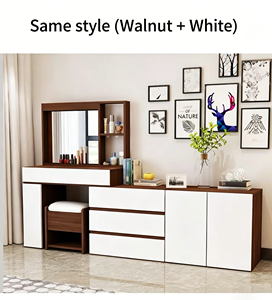 Tocador de <span class=keywords><strong>Maquillaje</strong></span> de Diseño Sencillo y Tradicional para Dormitorio y Sala de Estar <span class=keywords><strong>con</strong></span> <span class=keywords><strong>Espejo</strong></span> Iluminado y Panel - Product Image 3