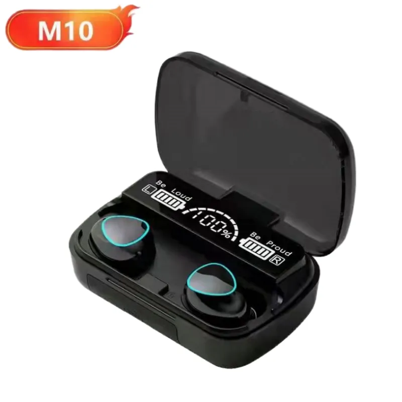 Auriculares m 10 TWS 무선 이어폰 9D 하이파이 스테레오 방수 Tws 헤드폰 bt 5.1 led 디스플레이 무선 M10 이어버드