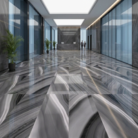 Grande dalle de sol en porcelaine imitation onyx agate noire 750x1500mm pour hall d'hôtel de luxe