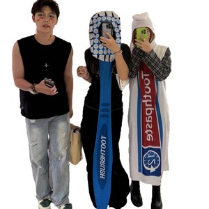 Disfraz de pareja con cepillo de dientes y pasta de dientes para mujer, disfraz de Halloween para adultos, conjunto de poliéster para juegos de rol de anime - Product Image 5