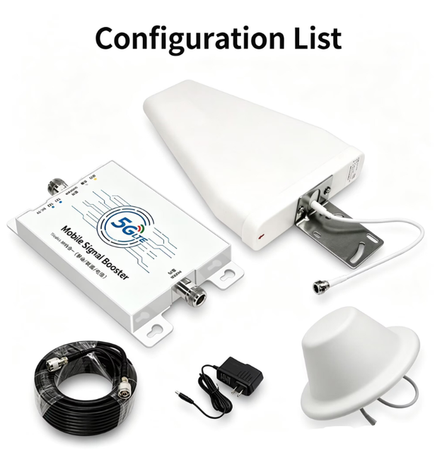 Phone Signal Booster Amplifier 2G/3G/4G/5G Mobile Cell Phone Repeater External Antennas 1000+sqm Coverage Repeater Mode Custom