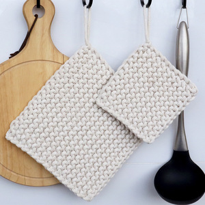 スクエアハンド日本綿織り耐熱マットプレートポットコースターコーヒーティーホットドリンクプレースマットカップマグテーブル装飾 - Product Image 4