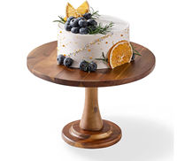 Soporte para Pastel de Madera de Acacia, Soporte Redondo de Madera Antiguo para Pastel, Base para Bandeja de Pastel, Soporte de Exhibición de Alimentos para Mesa de Postres