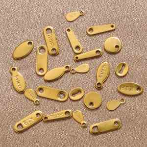 Etichette Personalizzate con Logo in Acciaio Inox Oro e Argento, 100 Pezzi, Incisione <span class=keywords><strong>Laser</strong></span> per Collane e Bracciali - Product Image 1