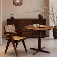 Neuer Chinesischer Stil Einfaches Design Walnuss Runder Holz-Esstisch Moderner 2-Personen-Tisch für Kleine Räume und Cafés