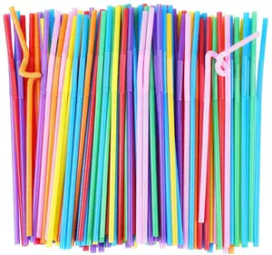 Пластиковые соломинки для питья, очень длинные красочные одноразовые соломинки 10,2 дюйма для вечеринок