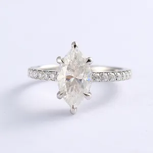 नए उत्पाद के गहने अनुकूलन लक्जरी पूर्ण Moissanite हीरे की स्थापना 18k सफेद सोने की अंगूठी