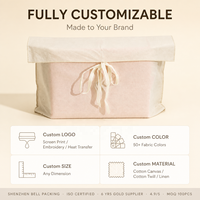 Sac de rangement en coton imprimé avec logo personnalisé, grand sac à cordon avec nœud papillon, emballage de luxe pour lingerie, cadeau de baby shower