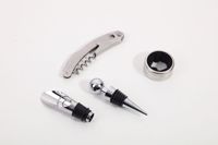 Coffret Cadeau Personnalisé 4 Pièces en Acier Inoxydable Style Chinois avec Tire-Bouchon, Décapsuleur et Anneau Verseur de Vin