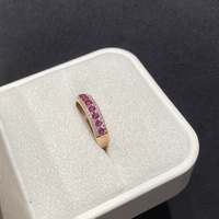 Vollständig im Labor geschaffenes rosa Saphirring Edelsteine feiner Schmuck Massivgold Damenhalb-Ewigkeits-Ring-Armband