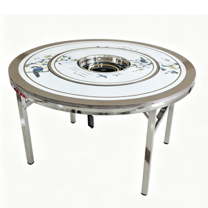 Plateau tournant pliant robuste en acier inoxydable à motifs colorés <span class=keywords><strong>pour</strong></span> table de banquet, idéal <span class=keywords><strong>pour</strong></span> la maison, les restaurants, le hot pot et le barbecue - Product Image 3