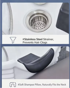 Cama de lavado de cabello semirreclinable para barbería y peluquería, con lavabo profundo, para cuidado capilar de alta gama - Product Image 3