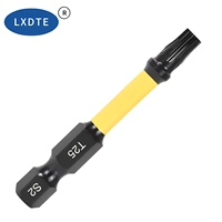 Embout de tournevis Torx LXD 50 mm T25, acier S2, oxyde noir, pointe magnétique, tige hexagonale de 1/4 po, pour perceuses électriques et mécaniciens professionnels