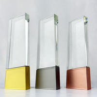 Trophée en cristal gravé créatif avec base en métal or, argent, cuivre – Lame de cristal