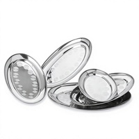 Edelstahl Verdicktes Ovales Poliertes Massives Modernes Minimalistisches Multifunktionales Spülmaschinenfestes Serviertablett/Teller/Platte für Zuhause