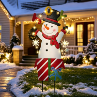 Décoration de jardin en fer forgé OEM ODM, motif Bonhomme de neige Joyeux Noël, pour extérieur et jardin avant-cour