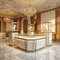 Vitrine de Luxe en Acier pour Bijoux avec Éclairage Spot, Présentoir à Colliers et Ornements, Logo Personnalisé