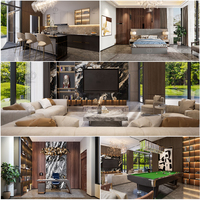 Solution Sold Villa de style italien de luxe Rendu 3D Max Design d'intérieur Décoration intérieure avec meubles